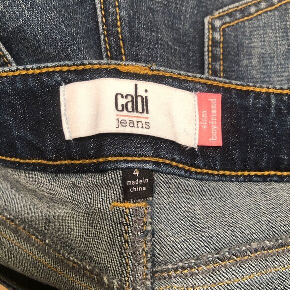 Cabi Size 4 Slim Boyfriend Patchwork Distressed Jean #5695 - Picture 6 of 11